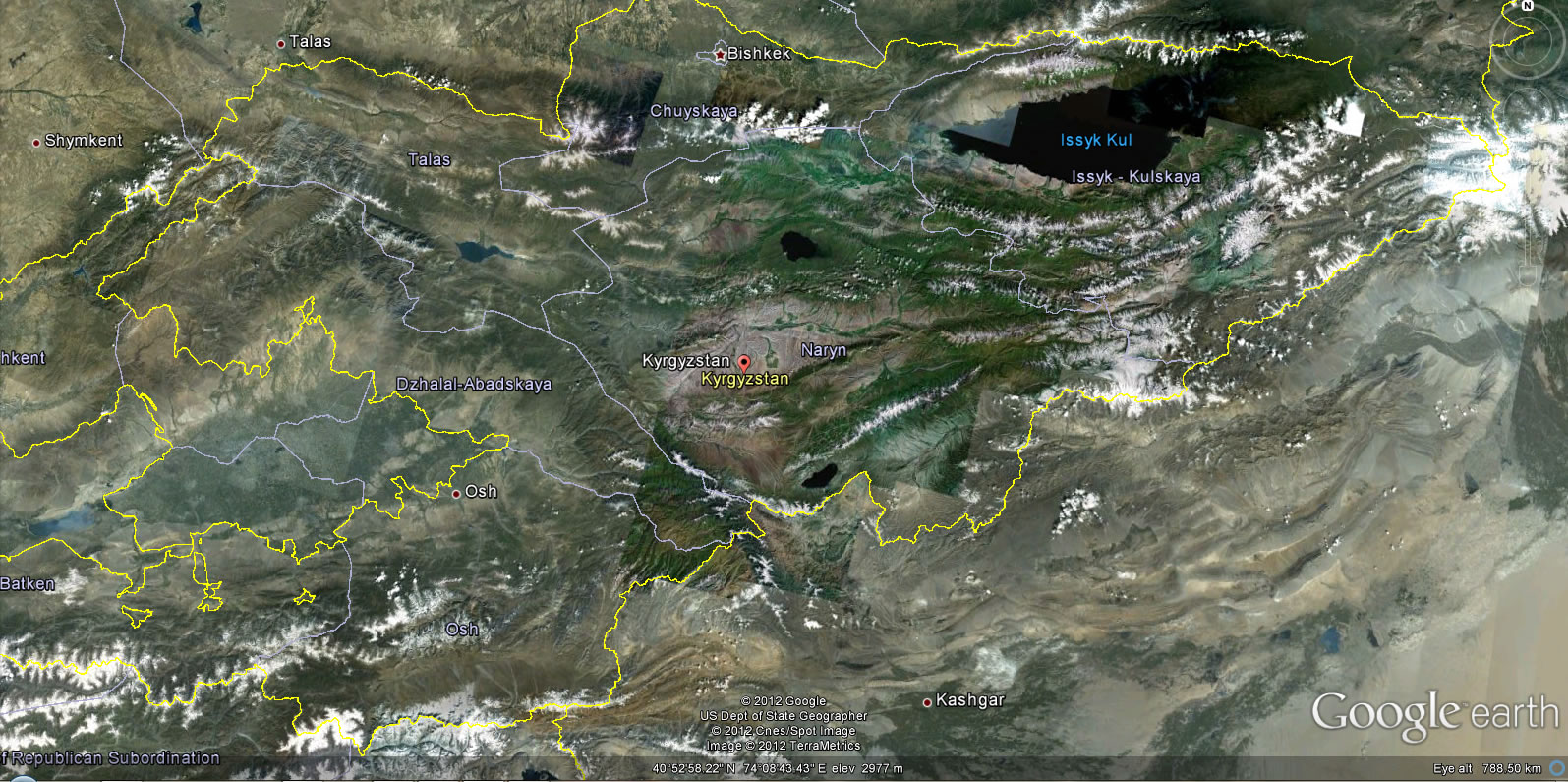 kirghizistan terre carte